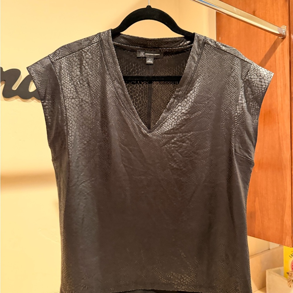 INC International Concepts Shimmering Gray V-Neck Blouse